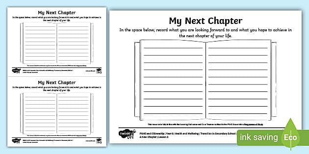 Transition to Secondary School My Next Chapter Worksheet
