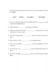 English worksheets: Transition Words