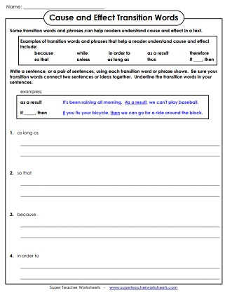 Transition Words - Worksheets - Worksheets Library