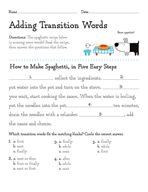 Adding Transition Words | Interactive Worksheet 