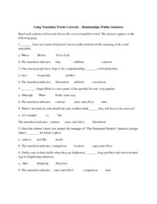 Using Transition Words Correctly - Relationships Within Sentences ...
