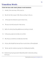 Transition Words Worksheets