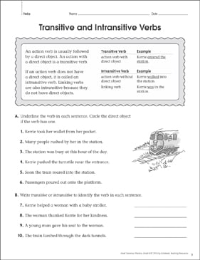 transitive and intransitive verb worksheet