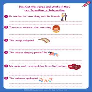 transitive and intransitive verbs worksheet pdf