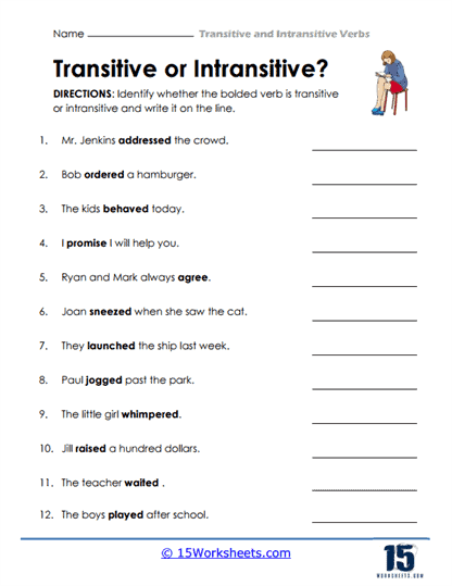 Transitive and Intransitive Verbs Worksheets - 15 Worksheets Library