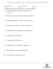 translating sentences into equations worksheet