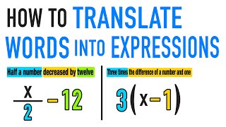 TRANSLATING WORDS INTO ALGEBRAIC EXPRESSIONS! - YouTube