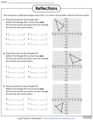 Reflection, Translation, and Rotation Worksheets