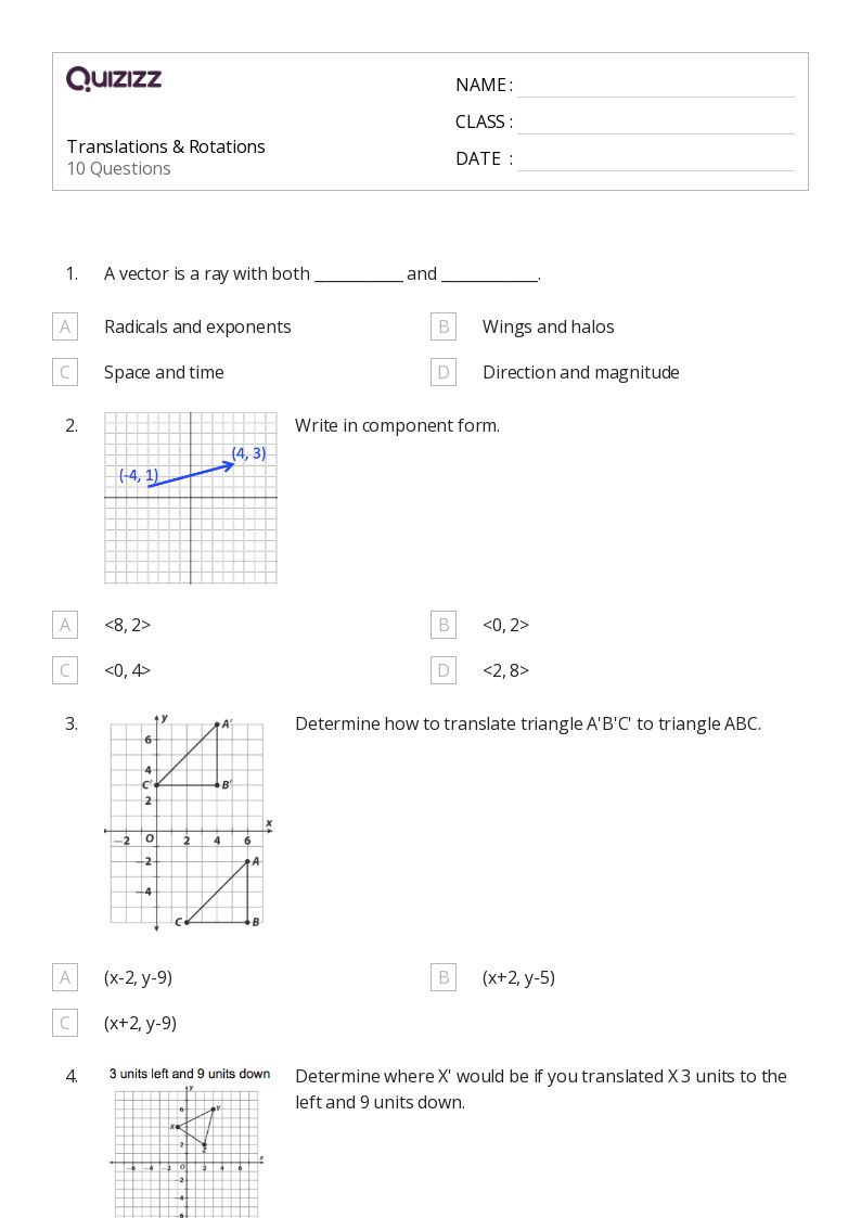 translations and rotations worksheet