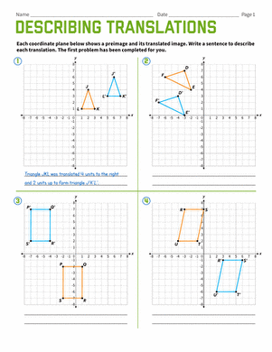 Describing Translations | Worksheet 
