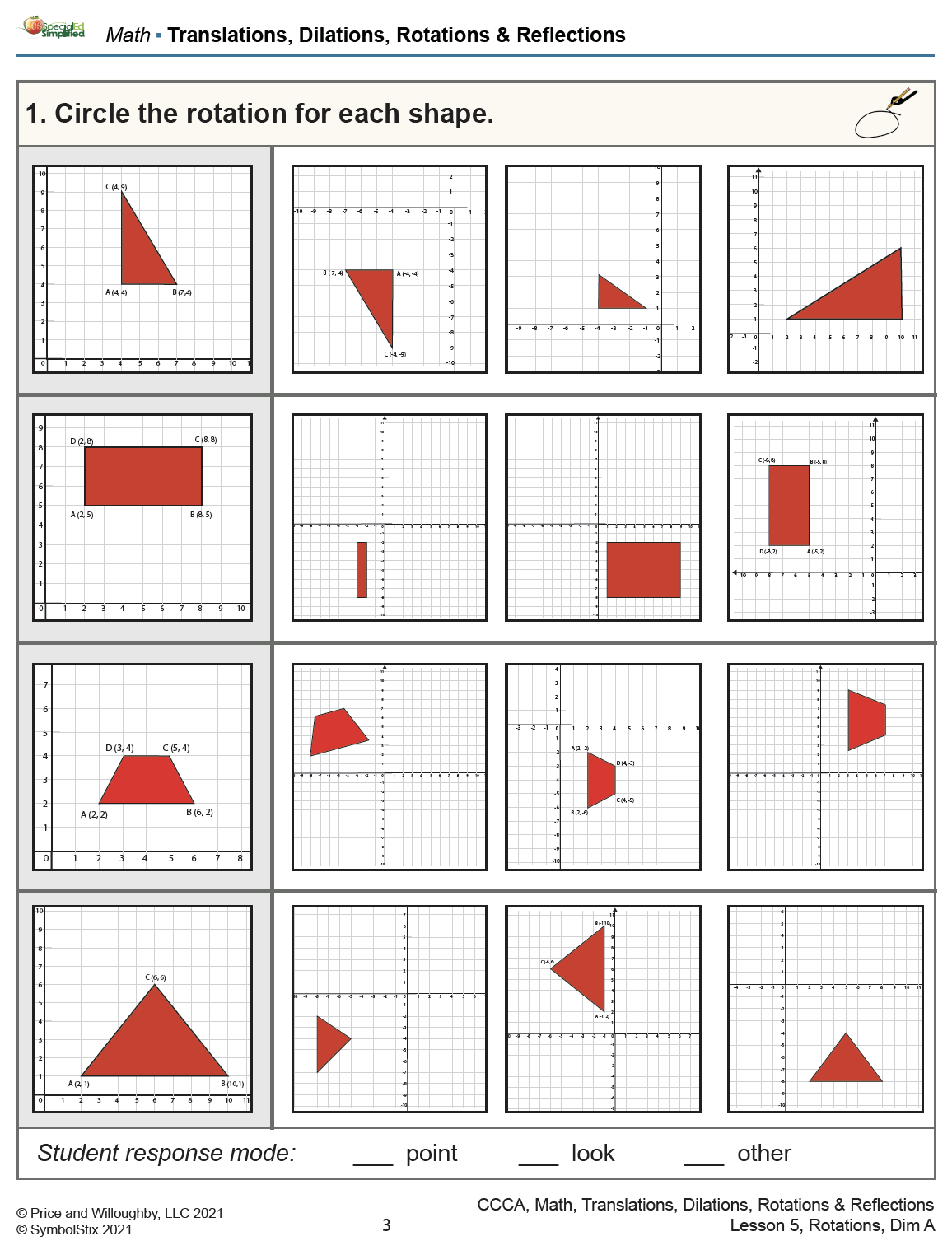 Rotations Worksheet Rotations Worksheet