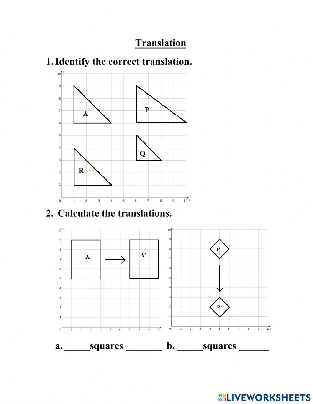 Translation Math exercise  