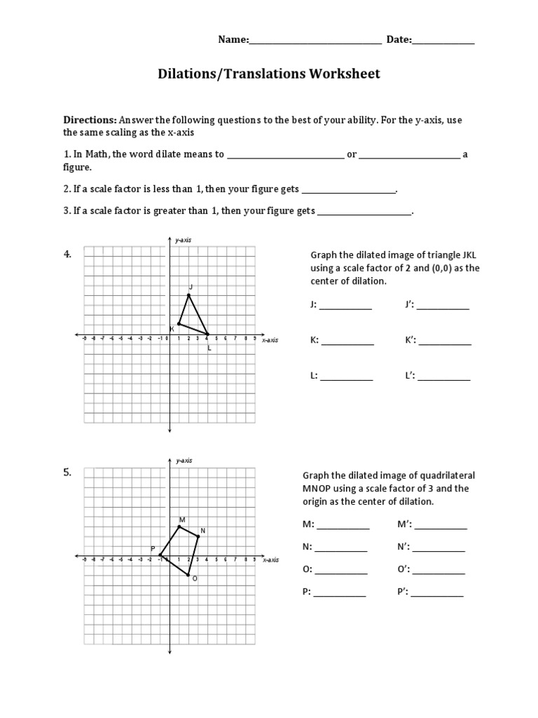 Dilations Translations PDF | PDF | Cartesian Coordinate System ...