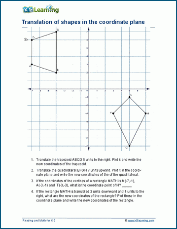Translations on a coordinate plane worksheets | Worsheets library