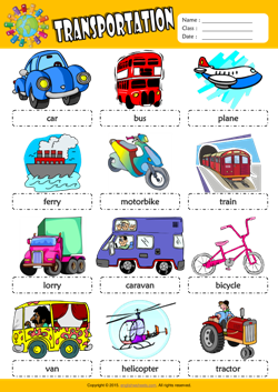 transport worksheet for kindergarten