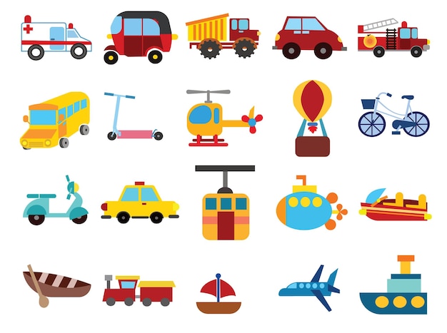 Premium Vector | Transportation vector set for printable preschool ...