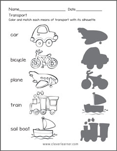 transport worksheet for preschoolers