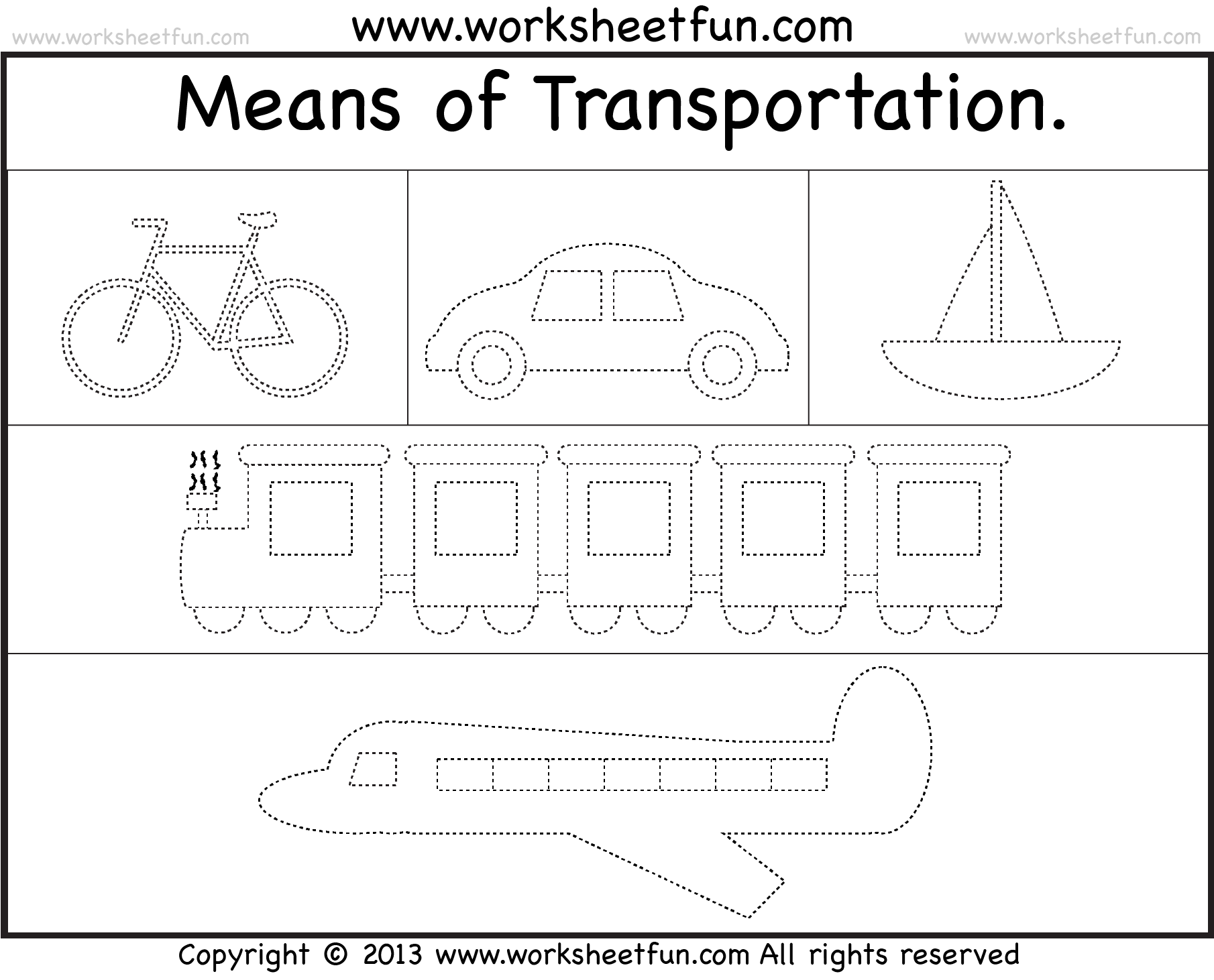 transport worksheet for preschoolers