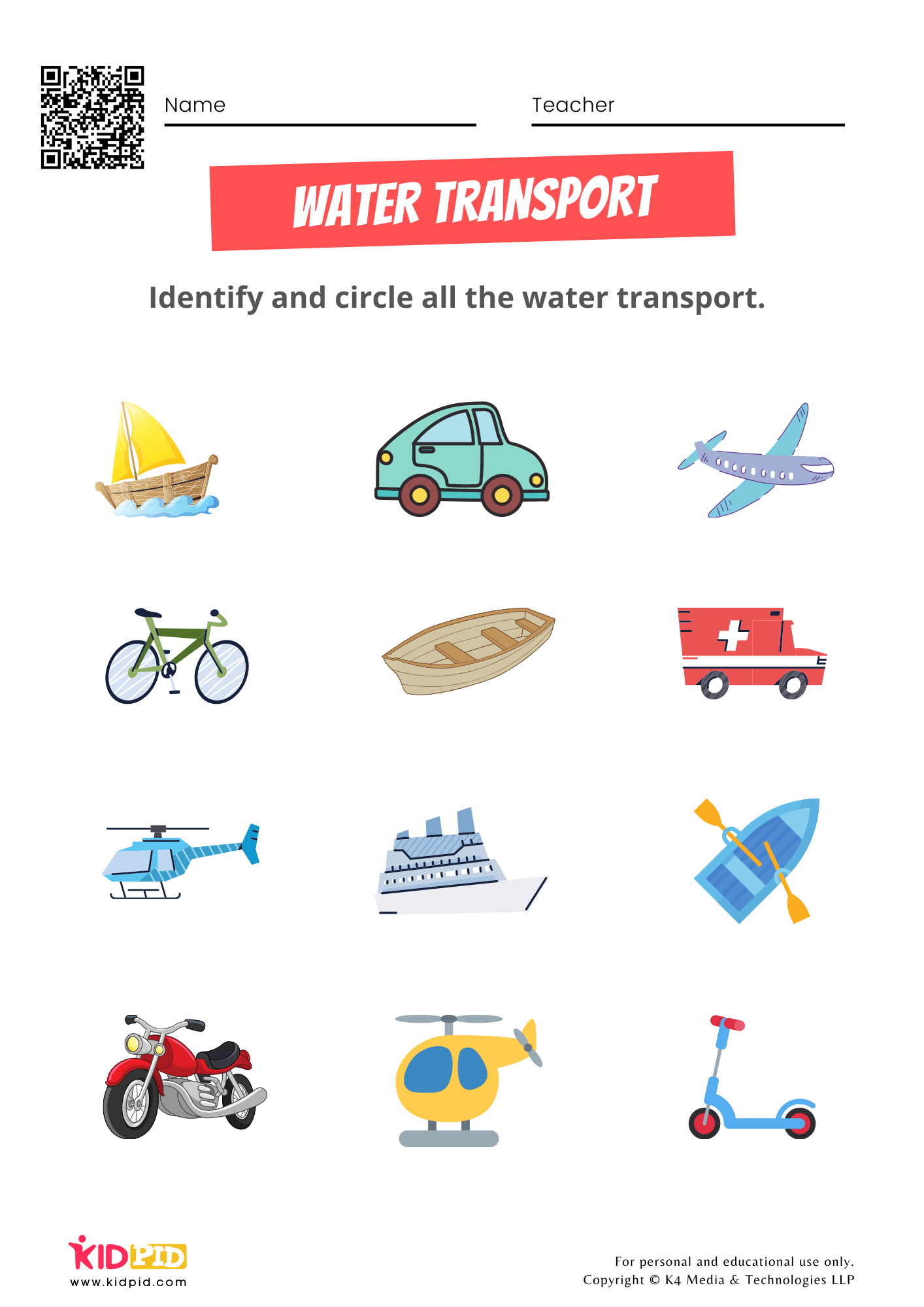 transport worksheet for preschoolers