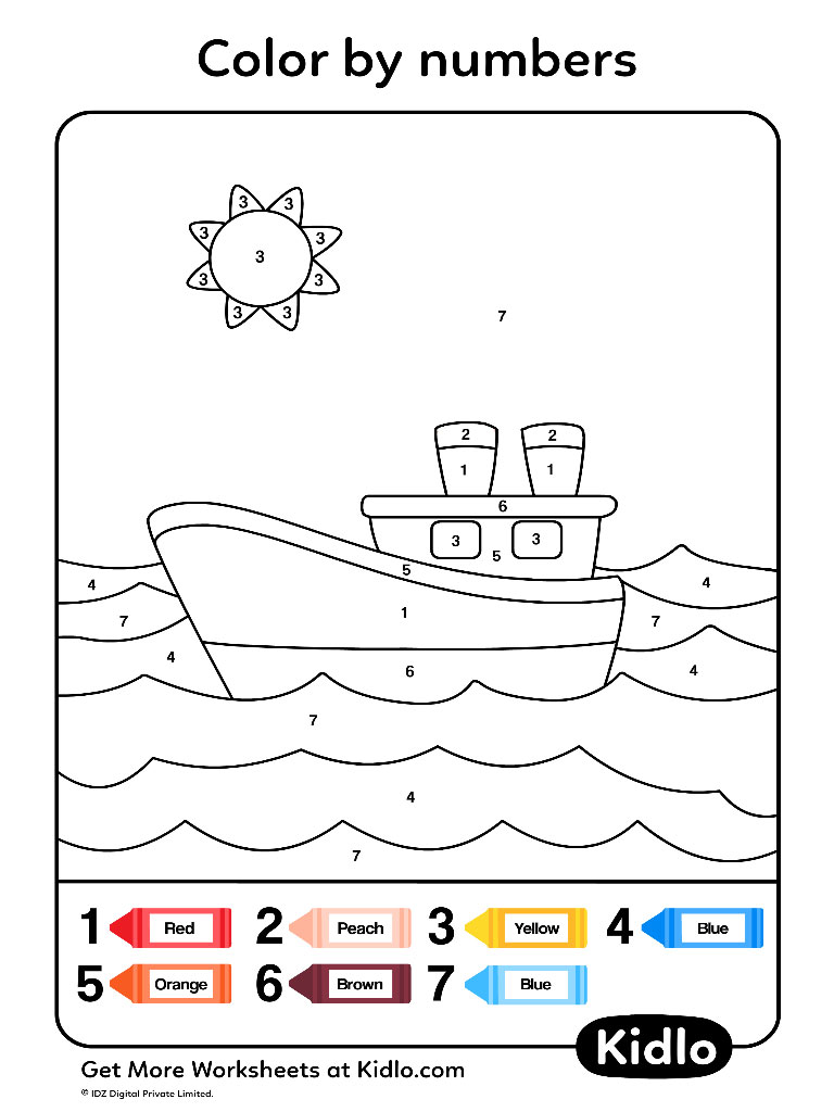 Color By Numbers Modes Of Transport Worksheet 44 Kidlo 