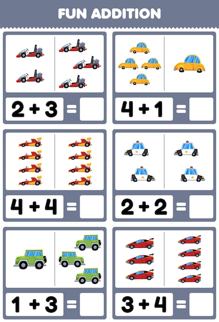Premium Vector | Education game for children fun addition by ...