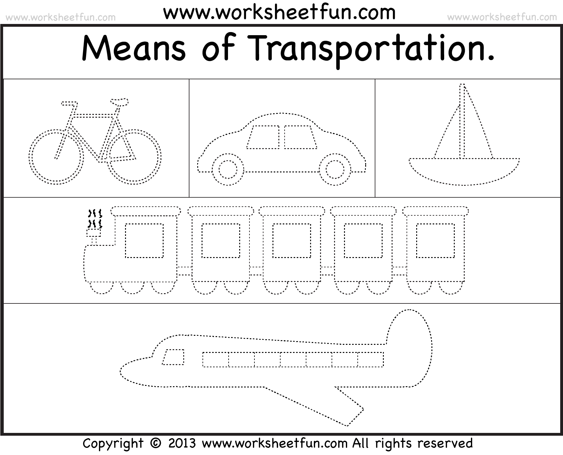 transportation worksheet for kindergarten