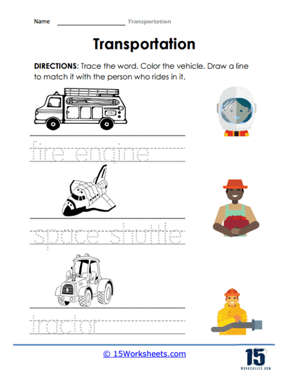 transportation worksheet for preschoolers