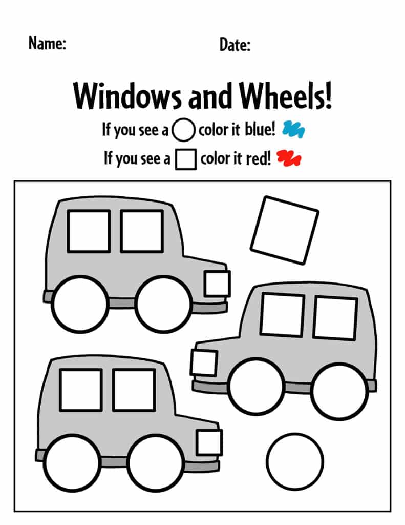 transportation worksheet for preschoolers