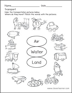 Transportation forms worksheets for preschools