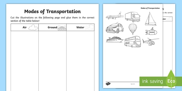 transportation worksheet for