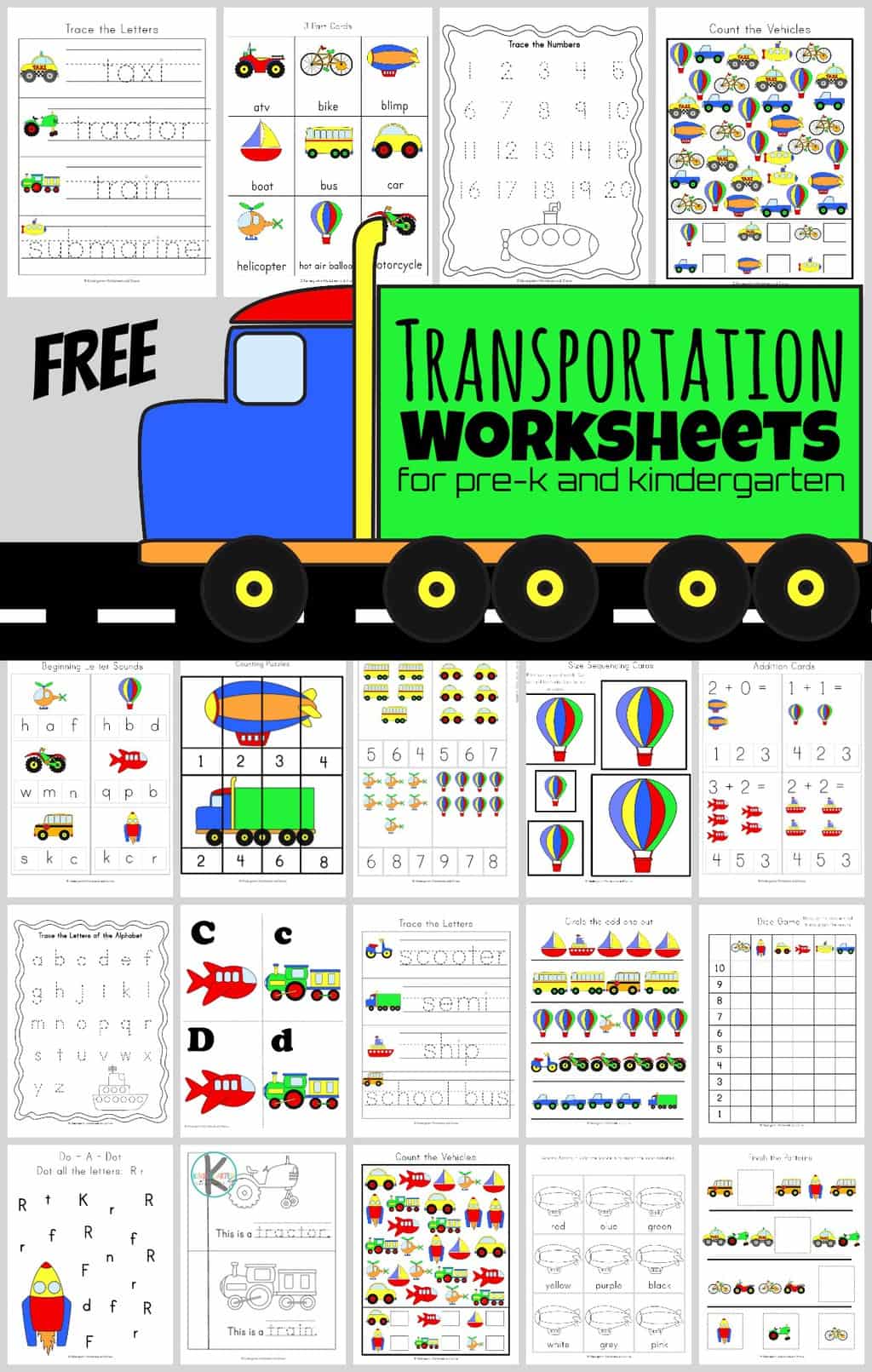 transportation worksheet kindergarten