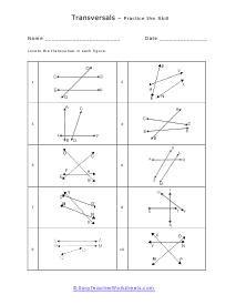 Parallel Line Transversal Worksheets