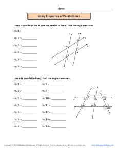 Using Parallel Lines and Transversals Worksheet| Using Properties