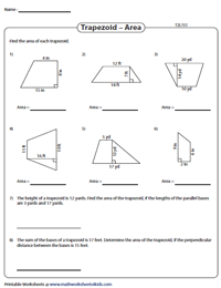 Area of Trapezoids Worksheets