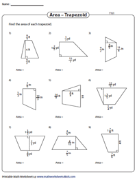 Area of Trapezoids Worksheets