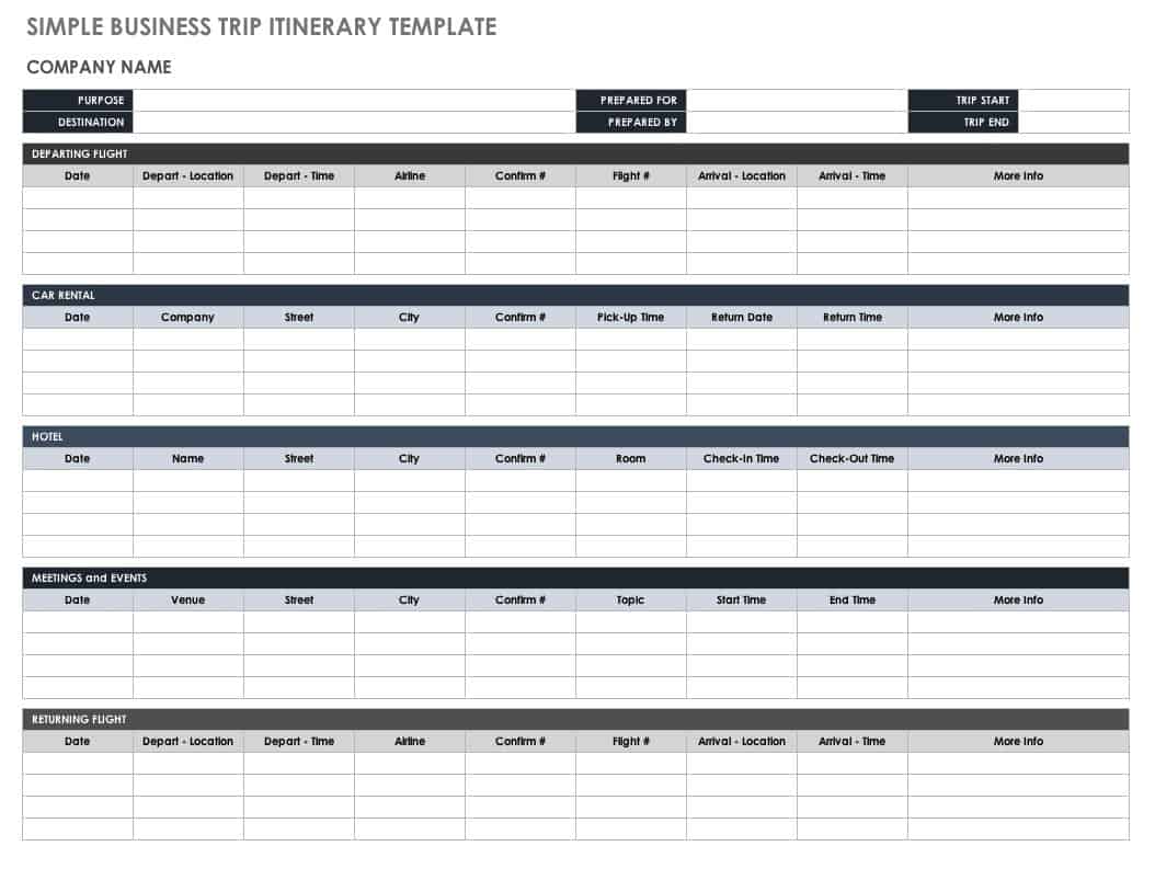 Free Itinerary Templates | Smartsheet