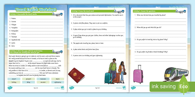 ESL Travel English Worksheet (Lehrer gemacht) 