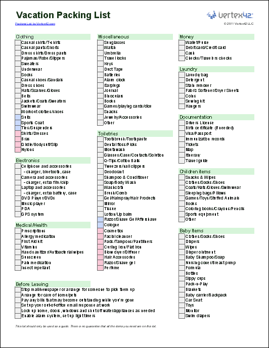 travelsmith printable packing list