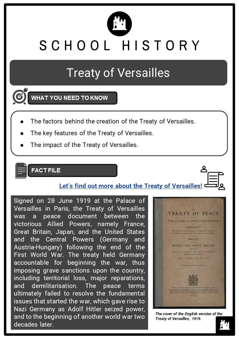treaty of versailles worksheet