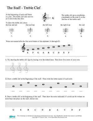 treble clef worksheet