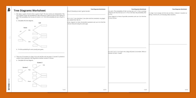 ? Tree Diagrams Worksheet (teacher made) - Twinkl