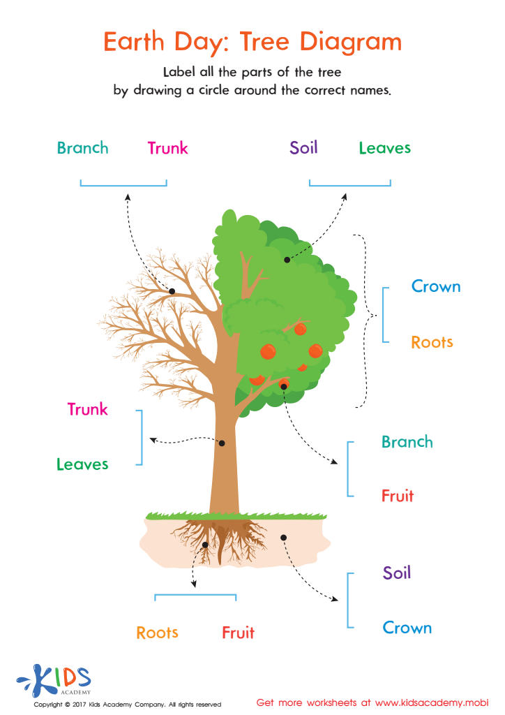 Earth Day: Tree Diagram Worksheet, Free Printable for Kids