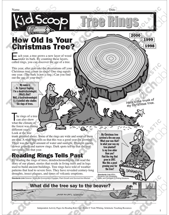 Tree Rings Independent Reading Activity Pages Printable Skills