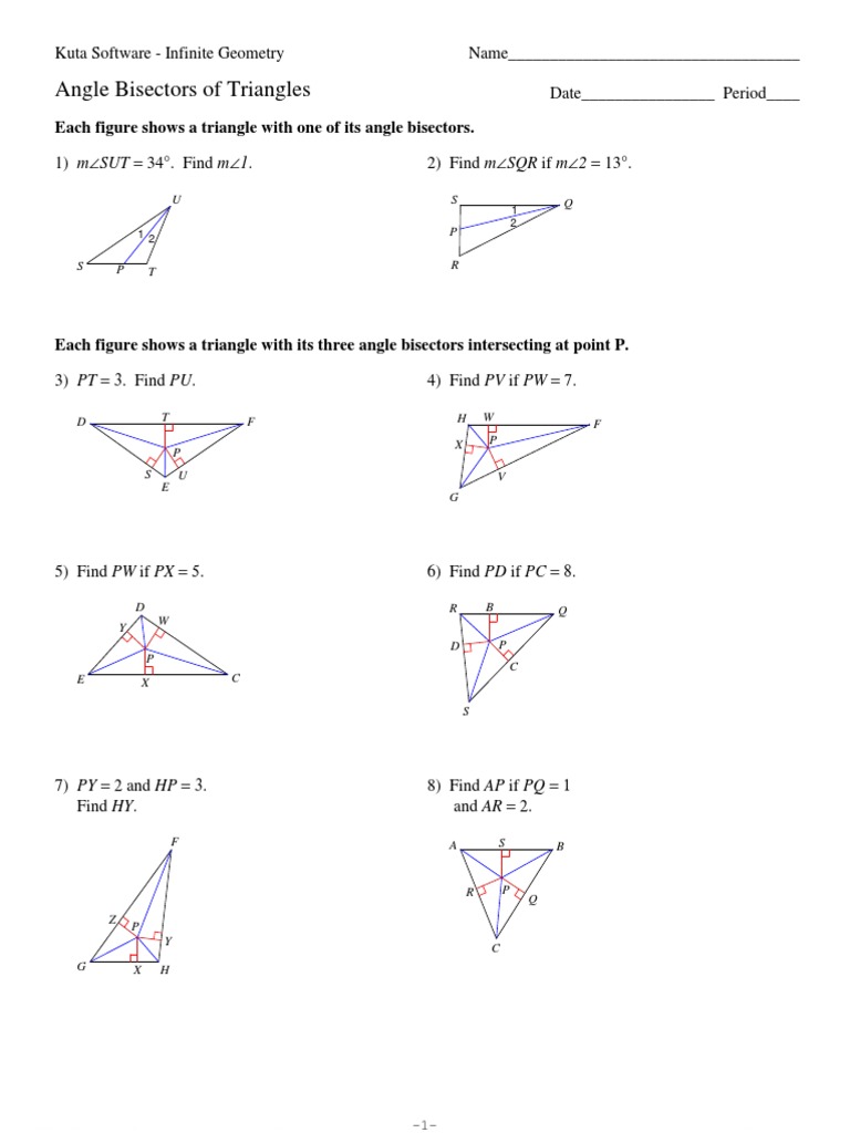 5Angle Bisectors of Triangles PDF PDF Worksheets Library