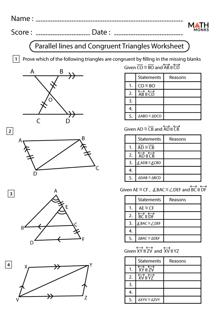 Practice With Identifying Congruent Triangles Worksheets Library