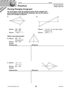 Proving Triangles Congruent Worksheet for 10th Grade | Lesson Planet