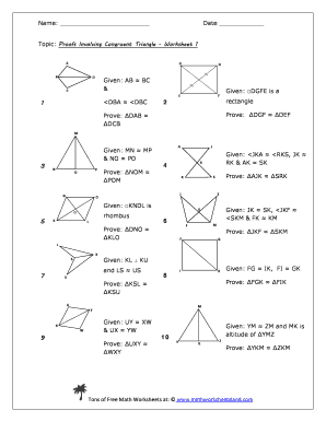 triangle congruence proofs worksheet free