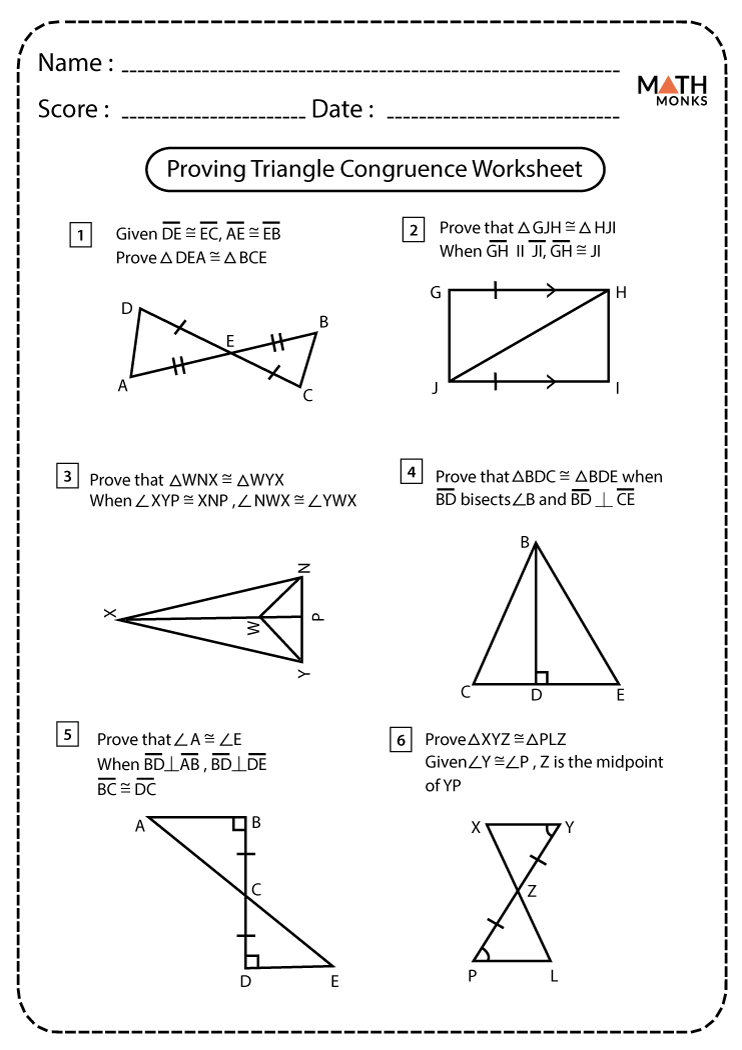 triangle congruence proofs worksheet free
