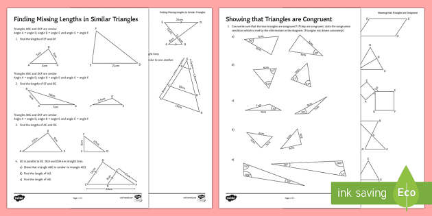 Congruent Triangles Worksheets | KS3 Maths | Beyond - Twinkl