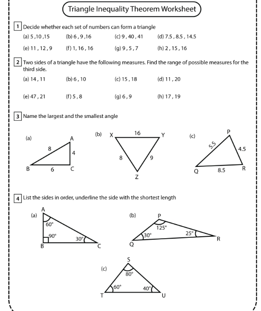 triangle inequalities worksheet answers